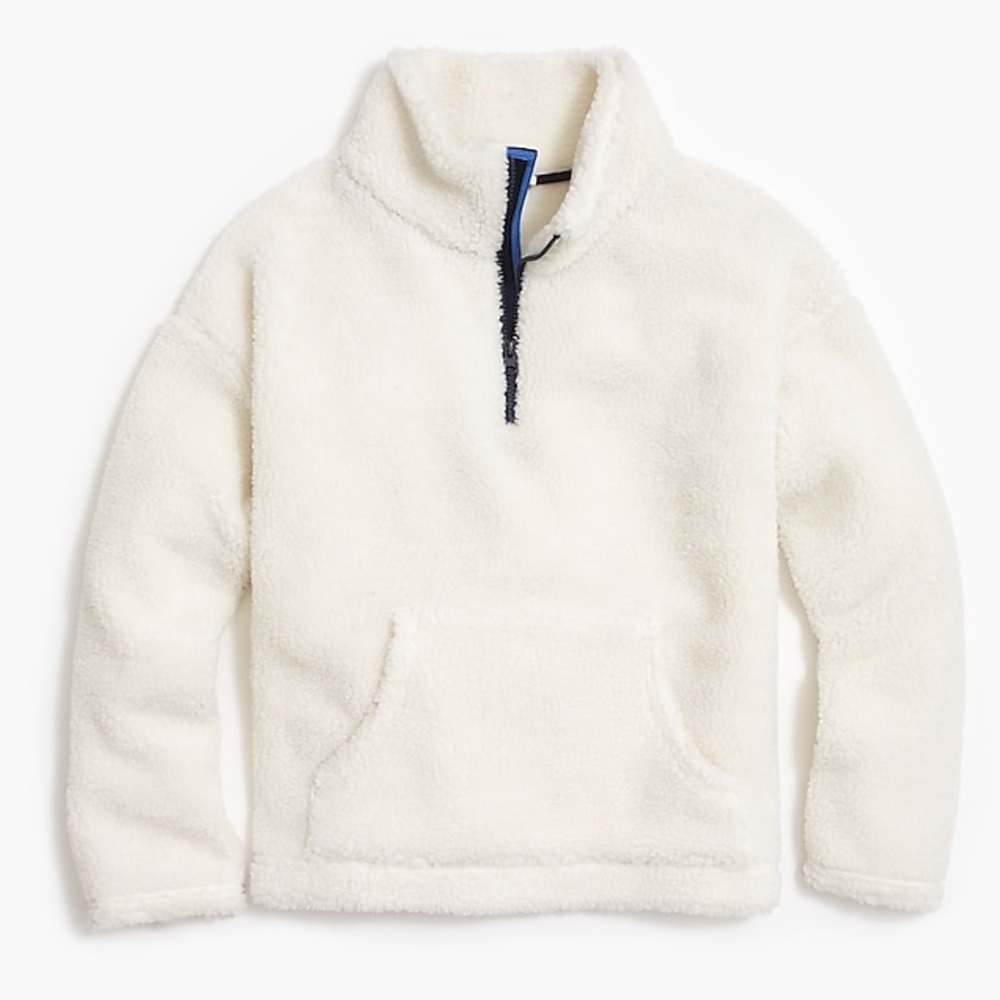 J. Crew Ivory Sherpa Popover Jacket